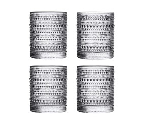 Set De 4 Vasos De Vidrio Con Relieve