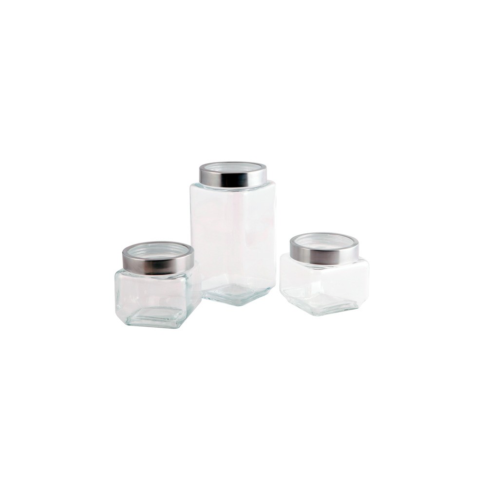 Set De 3 Frascos De Vidrio Con Tapa Set De 3 Frascos De Vidrio Con Tapa