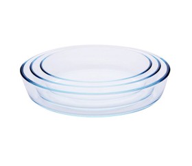 Set De 3 Fuentes De Vidrio Ovaladas