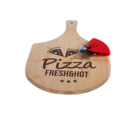 Set De Pizza Tabla Bamboo+ Cortador