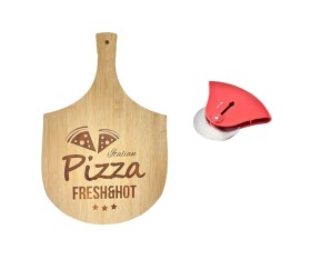 Set De Pizza Tabla Bamboo+ Cortador
