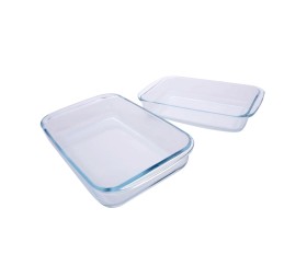 Set De Dos Fuentes De Vidrio Rectangulares