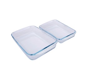 Set De Dos Fuentes De Vidrio Rectangulares